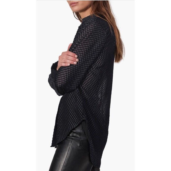 Rag & Bone Women's Lila Burnout Button-Up Shirt Black Size M - Picture 3 of 12